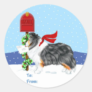 Sticker Rond Étagère Noël Courrier Tri Couleur Cadeau Tags