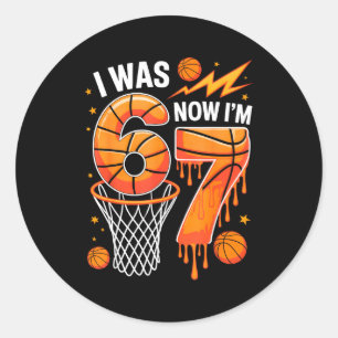 Sticker Rond Était 6 7 ans garçon basketball drôle 6 7 meme tee