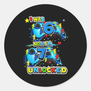 Sticker Rond Était 6 7 débloqué jeu vidéo d'anniversaire 7 ans