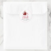 Sticker Rond Étaler la confiture de fraise Love | MARIAGE (Sac)