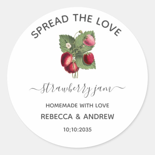 Sticker Rond Étaler L'Amour Fraise Jam Favoriser Mariage (Devant)