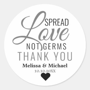 Sticker Rond Étaler l'amour non Germes main Sanitizer Merci
