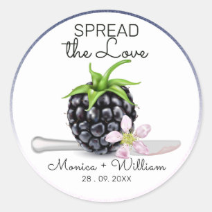 Sticker Rond Étaler le Mariage de confiture de mûre Love