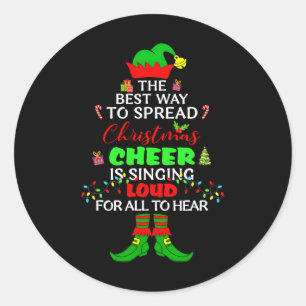 Sticker Rond Étalez la Joie de Noël en Chantant Fort Elf de Noë