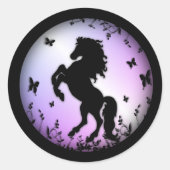 Sticker Rond Étalon noir cabré (Devant)