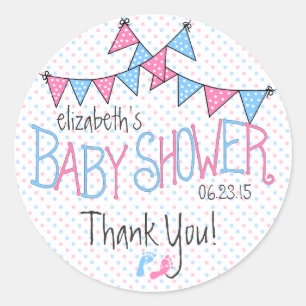 Sticker Rond Étamine de bébé rose et bleu