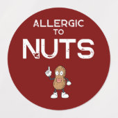 Sticker rond étanche coloré d'allergie aux noix (Design 2)