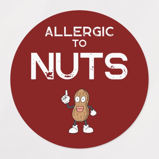 Sticker rond étanche coloré d'allergie aux noix (Design 1)