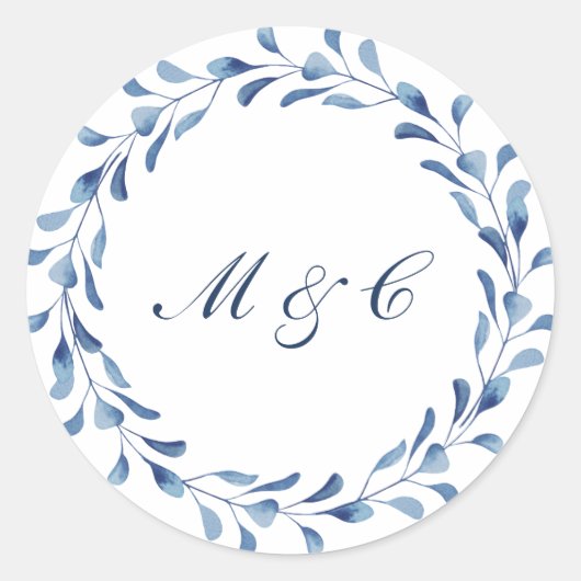 Sticker Rond Etanchéité Mariage d'enveloppe bleu / Favoriser (Devant)