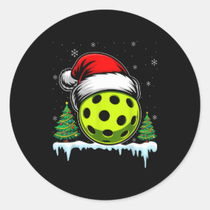Sticker Rond Étangère de Noël pickleball balle chapeau de père