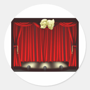 Sticker Rond Étape de théâtre avec des masques