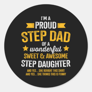 Sticker Rond Étape Papa De Fille Étape Awesome Fête des pères B