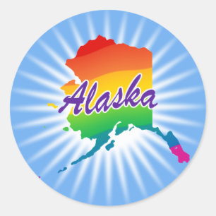 Sticker Rond État Arc-En-Ciel De L'Alaska