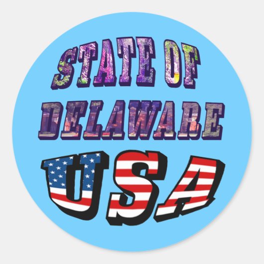 Sticker Rond Etat du Delaware USA Photo & Flag Text (Devant)