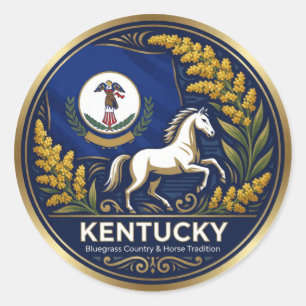Sticker Rond État du Kentucky Bluegrass Patrimoine 🐎