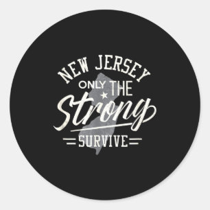 Sticker Rond État du New Jersey Drôle Seuls les plus forts surv