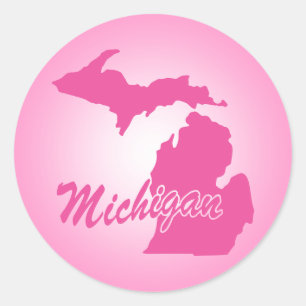 Sticker Rond État rose Michigan