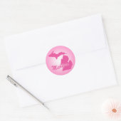 Sticker Rond État rose Michigan (Enveloppe)