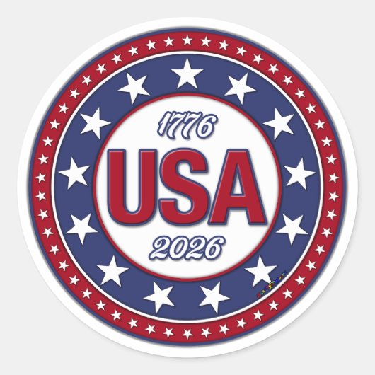 Sticker Rond États-Unis 1776 - 2026 (Devant)