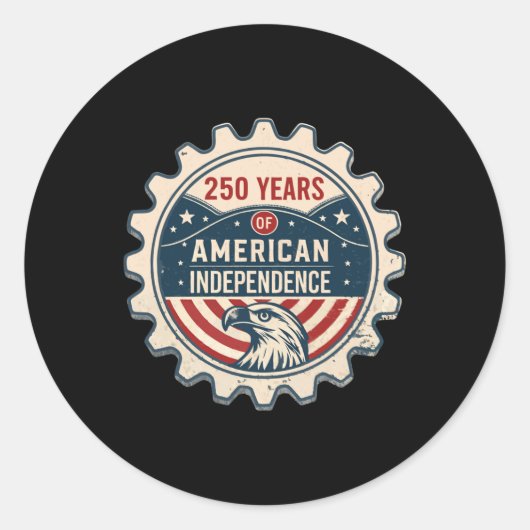Sticker Rond Etats-Unis 250 ans Amérique 250e anniversaire Indé (Devant)
