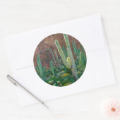 Sticker Rond États-Unis, Arizona. Le Champ De Cactus Du Saguaro (Enveloppe)