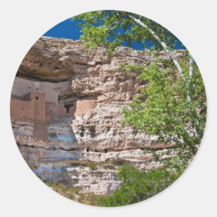 Sticker Rond États-Unis, Arizona. Le Château De Montezuma, Les