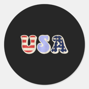 Sticker Rond Etats-Unis Avec Drapeau Américain Pour Filles Ados