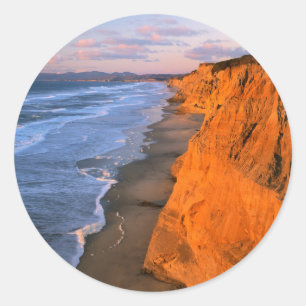 Sticker Rond États-Unis, Californie, Falaises à la plage d'État