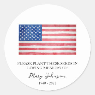 Sticker Rond États-Unis Drapeau Mémorial semis funéraires