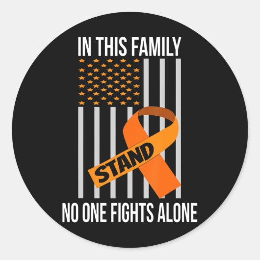 Sticker Rond États-Unis Drapeau Orange Ribbon Produits Leucémie (Devant)