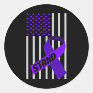 Sticker Rond États-Unis Drapeau violet ruban Pancerrique Sensib