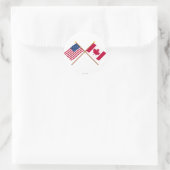Sticker Rond États-Unis et Canada Drapeaux croisés (Sac)