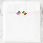 Sticker Rond États-Unis et Sénégal Drapeaux croisés (Sac)