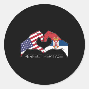 Sticker Rond États-Unis Et Serbie Serbe Américain Parfait Hérit
