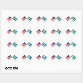 Sticker Rond États-Unis et Suède Drapeaux croisés (Feuille)