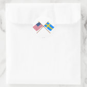 Sticker Rond États-Unis et Suède Drapeaux croisés (Sac)