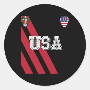 Sticker Rond États-Unis Football Jersey Red Blue Football Ball