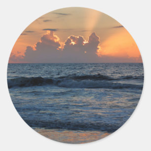 Sticker Rond États-Unis, Géorgie, île de Tybee, plage de l'île