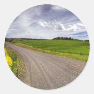 Sticker Rond États-Unis, Idaho, Comté d'Idaho, Champ de canola