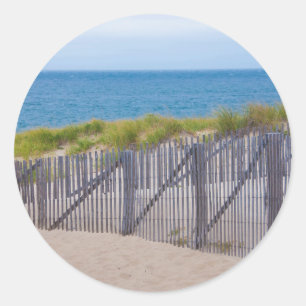 Sticker Rond États-Unis, Massachusetts. Dunes Et Chemin