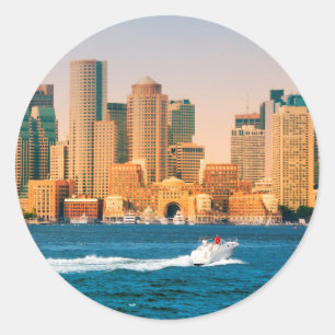 Sticker Rond États-Unis, Massachusetts. Panorama sur le front d