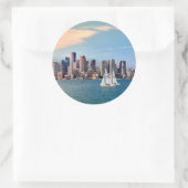 Sticker Rond États-Unis, Massachusetts. Skyline 3 (Sac)