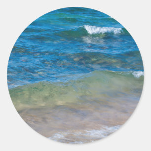 Sticker Rond États-Unis, Michigan. Eaux Claires Du Lac Supéri