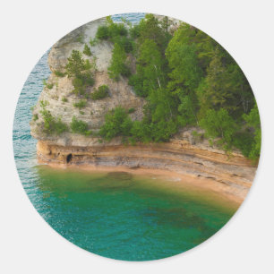 Sticker Rond États-Unis, Michigan. Formation rocheuse du châtea