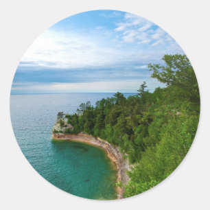Sticker Rond États-Unis, Michigan. Formation rocheuse Miner's C