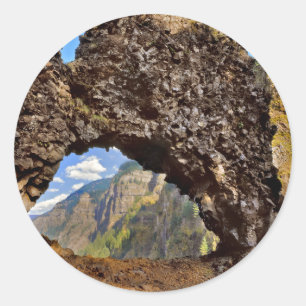 Sticker Rond États-Unis, Oregon. Arche Rock Of Ages dans le fle