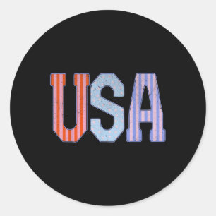 Sticker Rond États-Unis Patriotique 4 Juillet Amérique Fête De