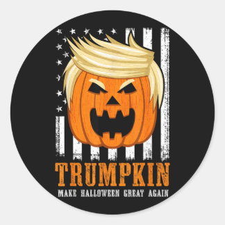 Sticker Rond États-Unis Trumpkin rendent Halloween à nouveau gé