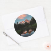 Sticker Rond États-Unis, Washington. Mt. Réflected rainien (Enveloppe)