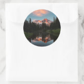 Sticker Rond États-Unis, Washington. Mt. Réflected rainien (Sac)